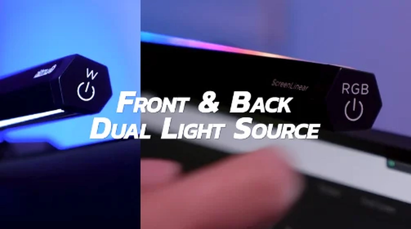 RGB Monitor Light Backlight, Ra95 Dual Light Bar Gaming Office Desk Lamp, 15 Modes Dimmable, 3 Color Temperature Adjustable, Eye Caring Screen Light Bar for Home Game