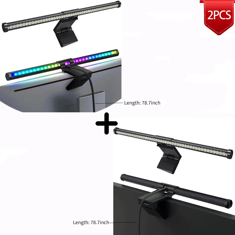 LED Monitor Light Bar Computer Screen Hanging Lights RGB Atmosphere Table Lamp for Work Study Read Gaming Dimming Lighting 44Cm