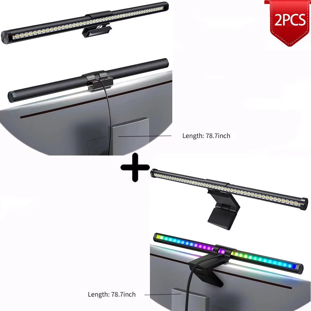 LED Monitor Light Bar Computer Screen Hanging Lights RGB Atmosphere Table Lamp for Work Study Read Gaming Dimming Lighting 44Cm